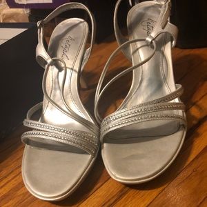 Silver Open Toe Heels